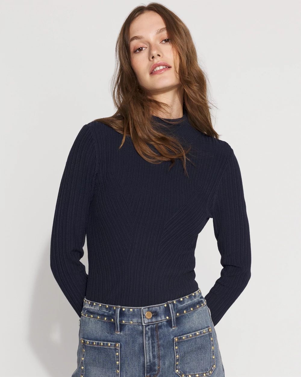 Essential Mock Neck Rib Sweater | White House Black Market